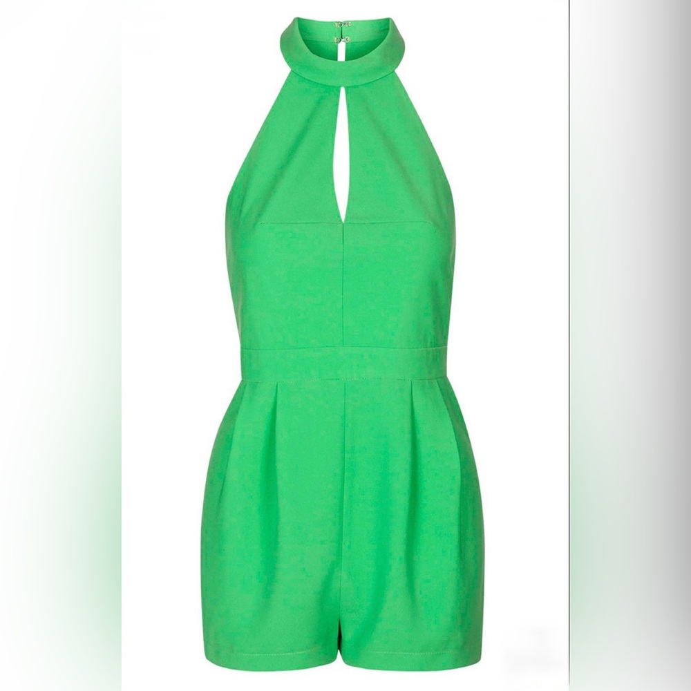 Topshop Green halter-style Strap Back Romper size 2